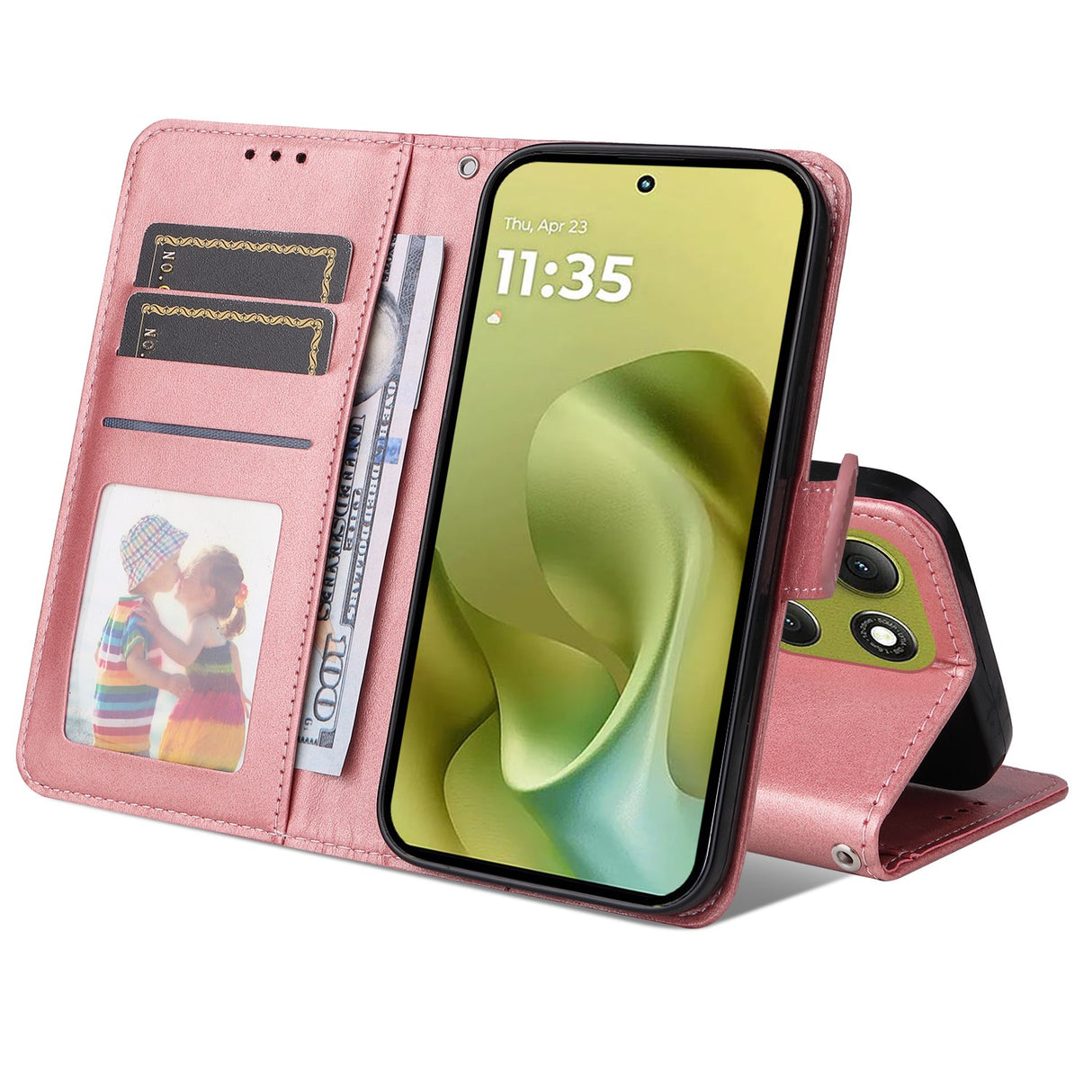 Motorola Moto G86 / G86 Power - EIDERWOOD Kunstlæder Flip Cover m. Strop - Lyserød
