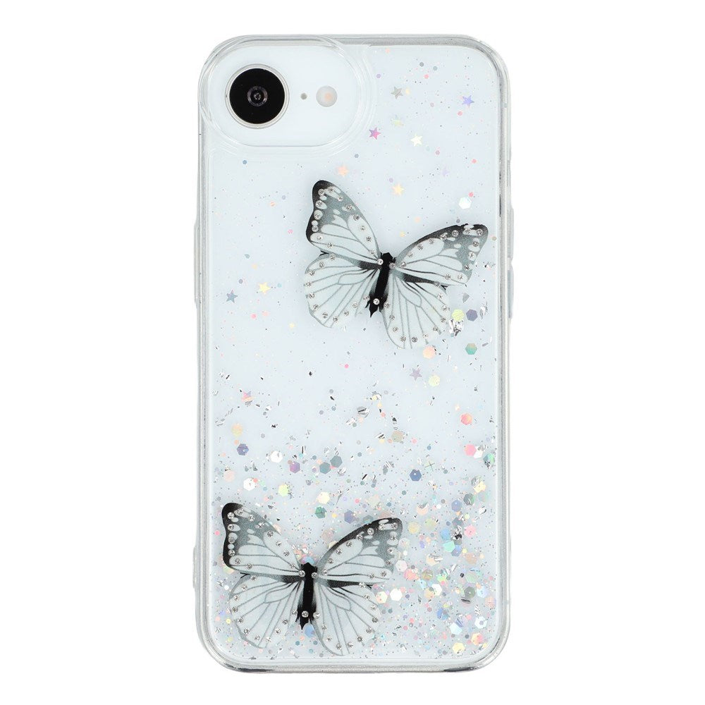 EIDERWOOD iPhone 17e / 16e Fleksibelt Plastik Mobil Cover m. Sommerfugle - Gennemsigtig