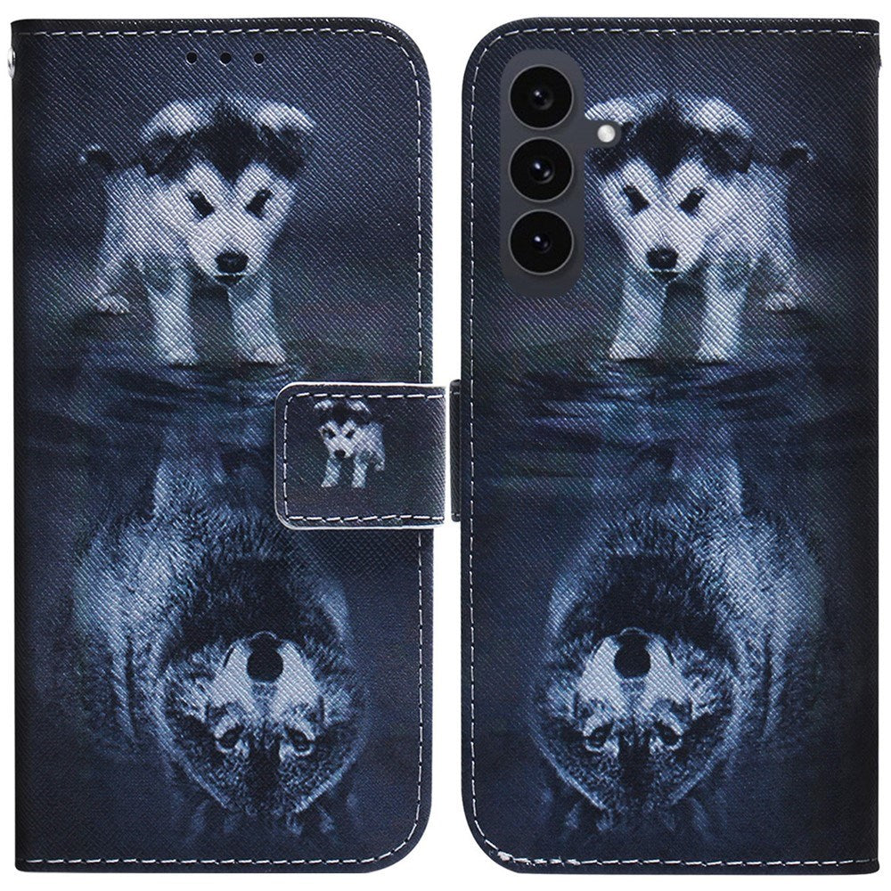 Samsung Galaxy S25 FE - EIDERWOOD Kunstlæder Flip Case m. Motiv - Hund / Ulv