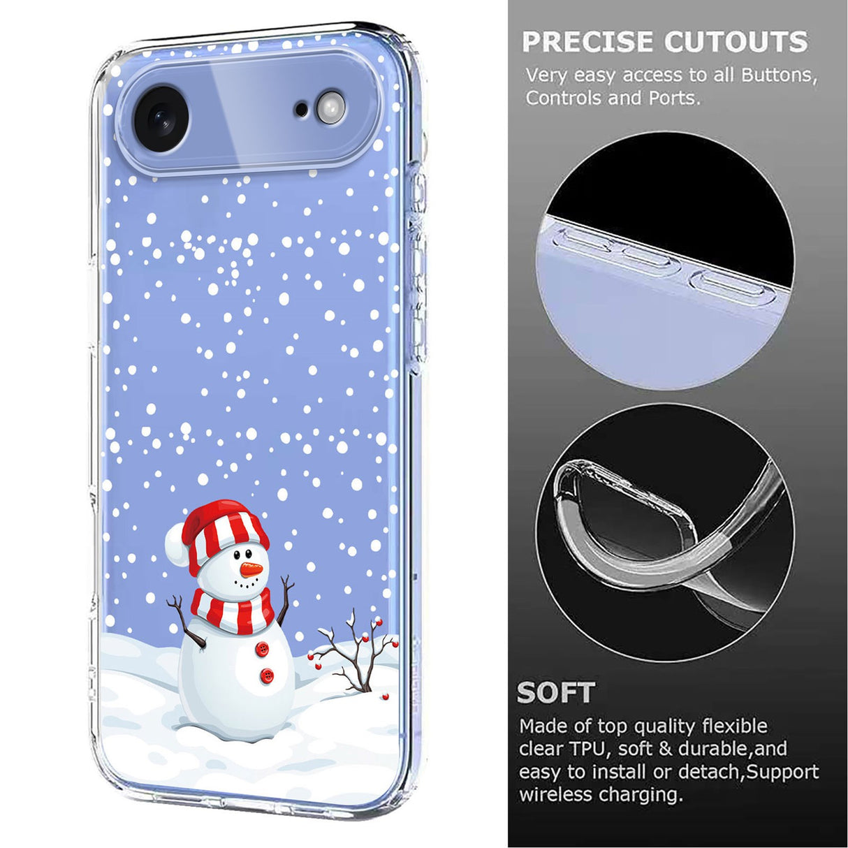 EIDERWOOD iPhone Air Fleksibelt Plast Jule Mobil Cover - Gennemsigtig / Snemand
