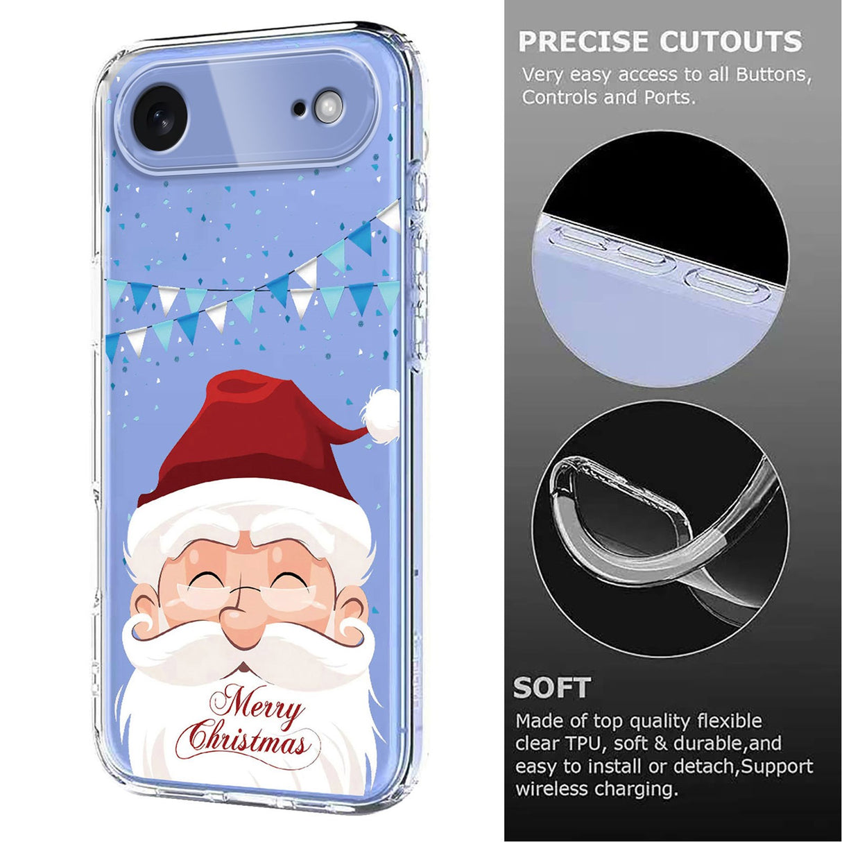 EIDERWOOD iPhone Air Fleksibelt Plast Jule Mobil Cover - Gennemsigtig / Julemanden