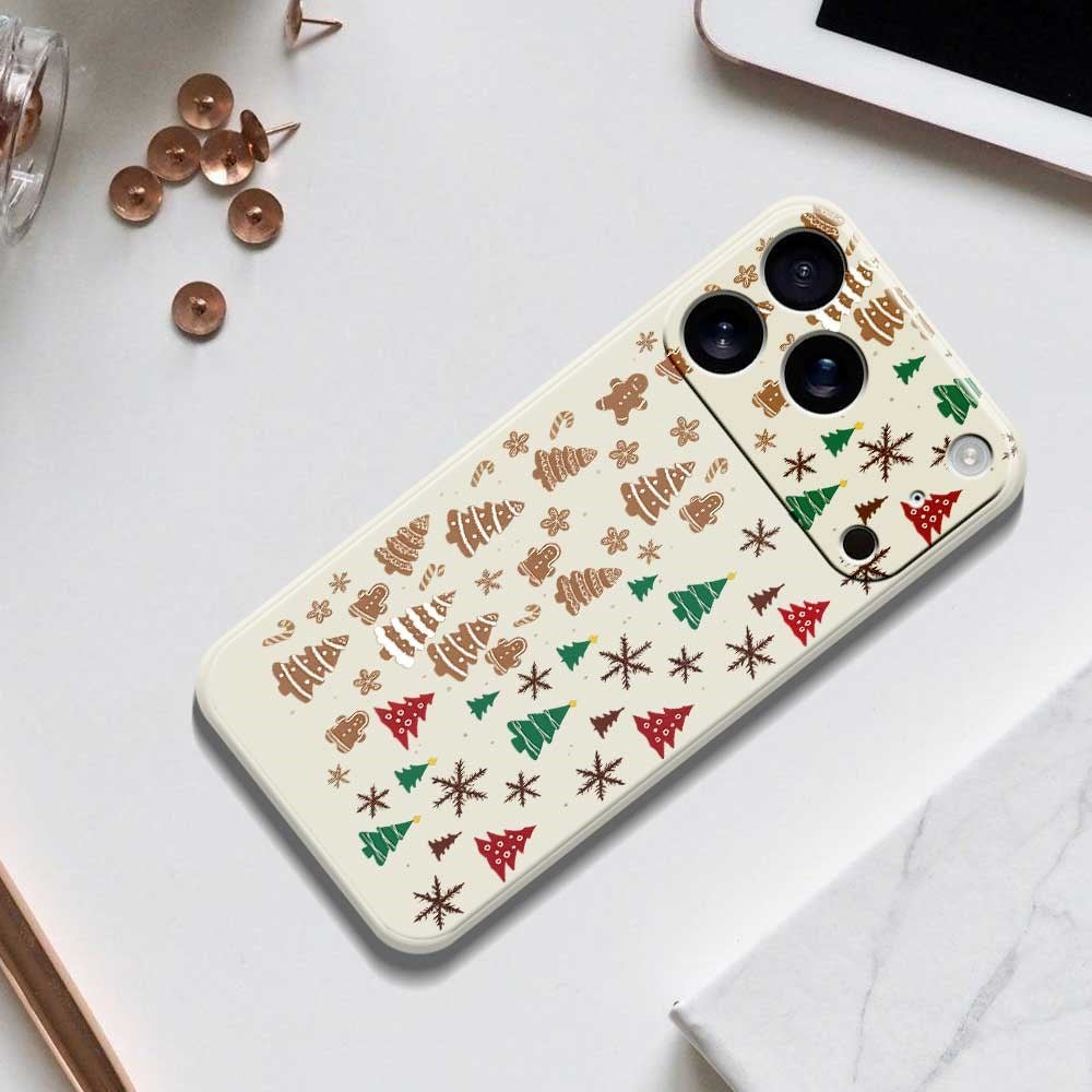 EIDERWOOD iPhone 17 Pro Jule Mobilcover - Fleksibelt Plastik - Kagemænd & Juletræer / Beige