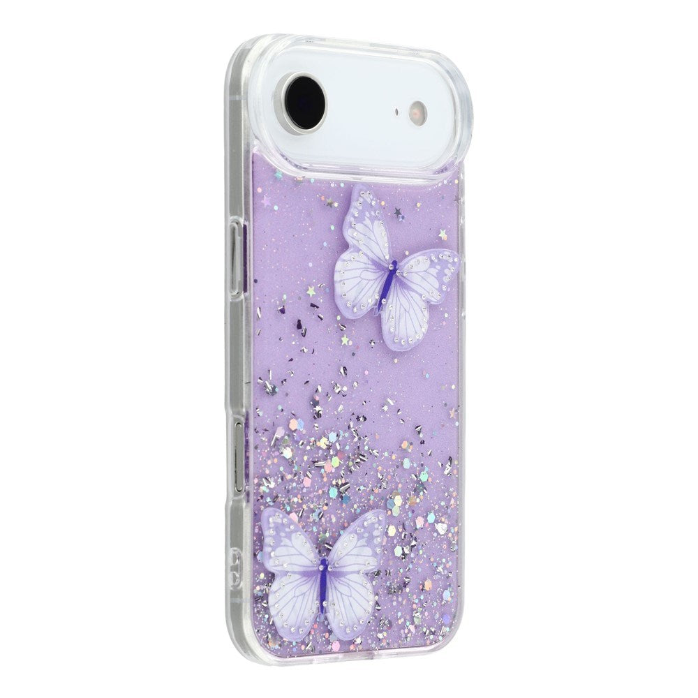 EIDERWOOD iPhone Air Fleksibelt Plastik Mobil Cover m. Sommerfugle - Gennemsigtig / Lilla