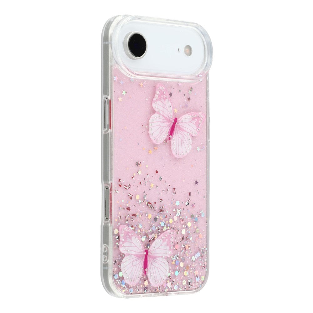EIDERWOOD iPhone Air Fleksibelt Plastik Mobil Cover m. Sommerfugle - Gennemsigtig / Lyserød