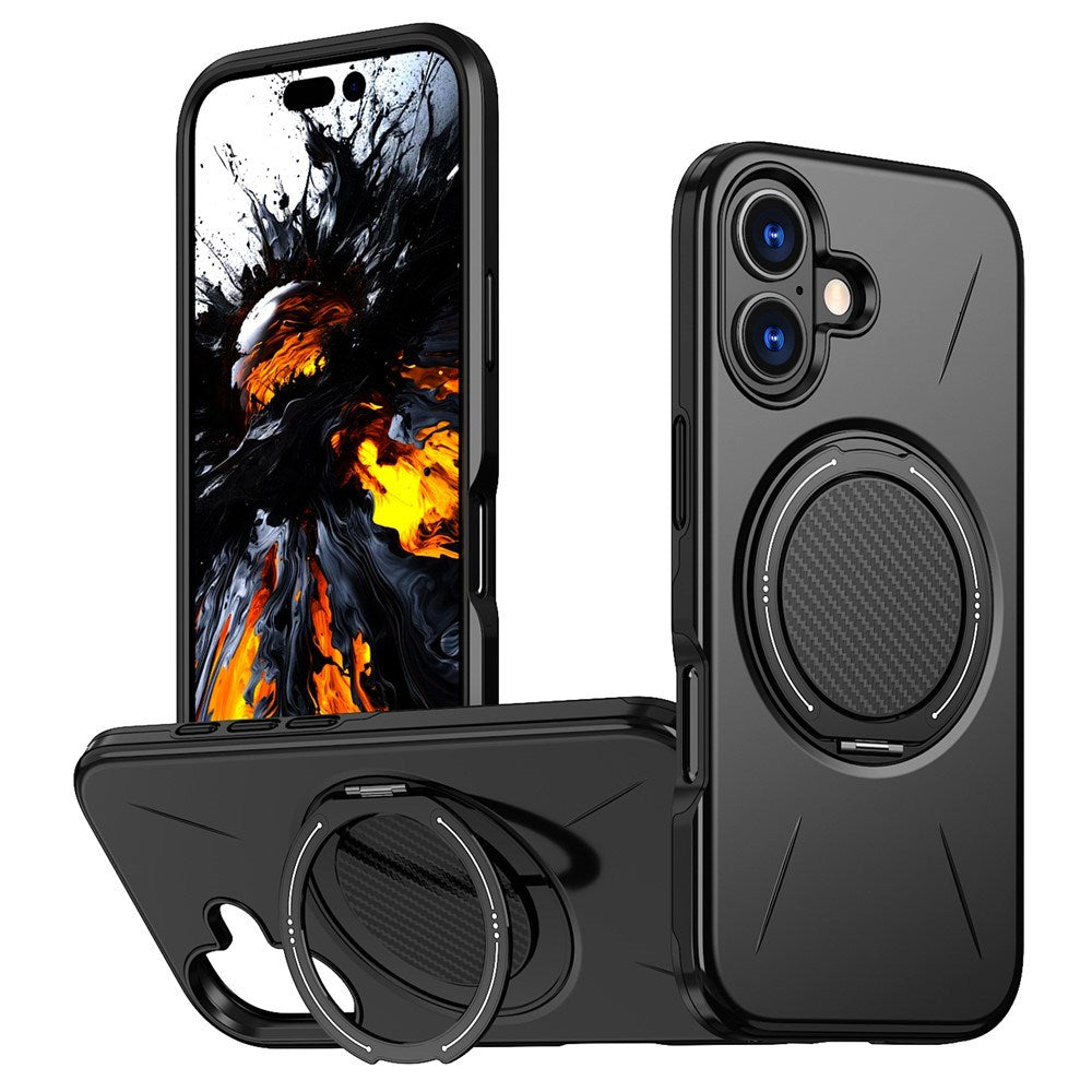 EIDERWOOD iPhone 17 Mobil Cover - Roterende Kickstand - MagSafe Kompatibel - Sort