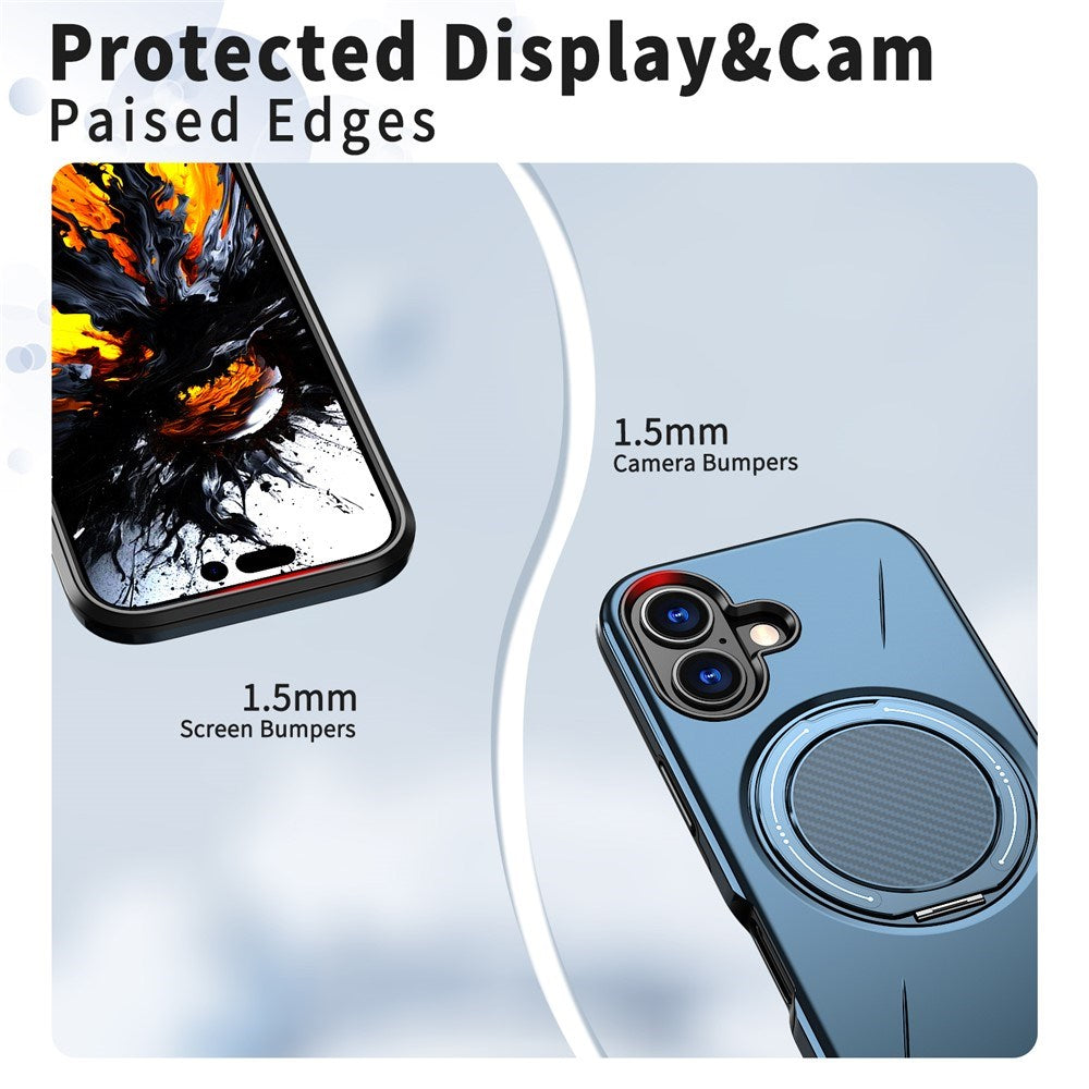 EIDERWOOD iPhone 17 Mobil Cover - Roterende Kickstand - MagSafe Kompatibel - Blå