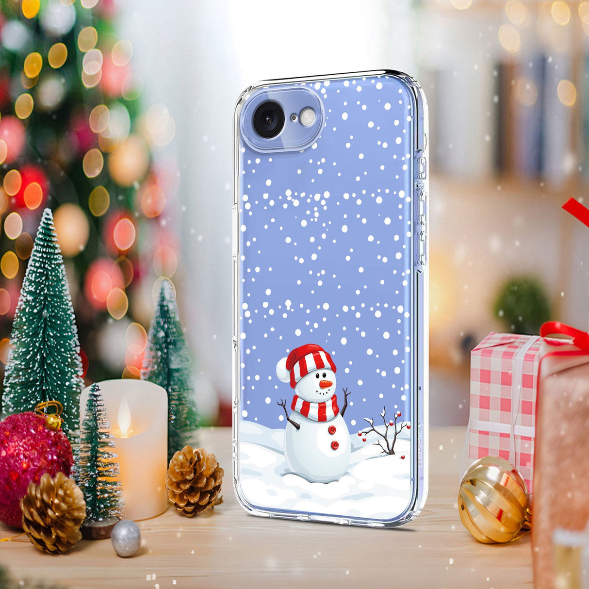 EIDERWOOD iPhone 17e / 16e Fleksibelt Plast Jule Mobil Cover - Gennemsigtig / Snemand