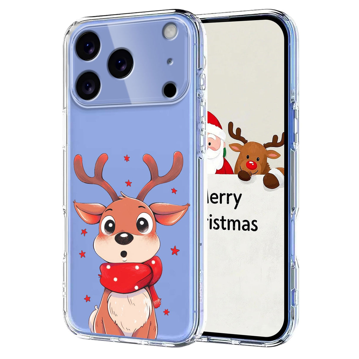 EIDERWOOD iPhone 17 Pro Fleksibelt Plast Jule Mobil Cover - Gennemsigtig / Rensdyr