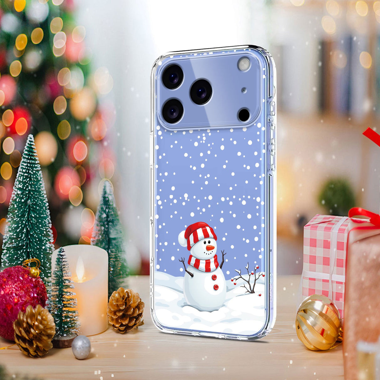 EIDERWOOD iPhone 17 Pro Fleksibelt Plast Jule Mobil Cover - Gennemsigtig / Snemand