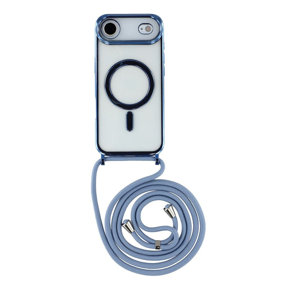 EIDERWOOD iPhone Air Fleksibelt Plastik Mobil Cover - inkl. Justerbar Strop - MagSafe Kompatibel - Gennemsigtig / Blå