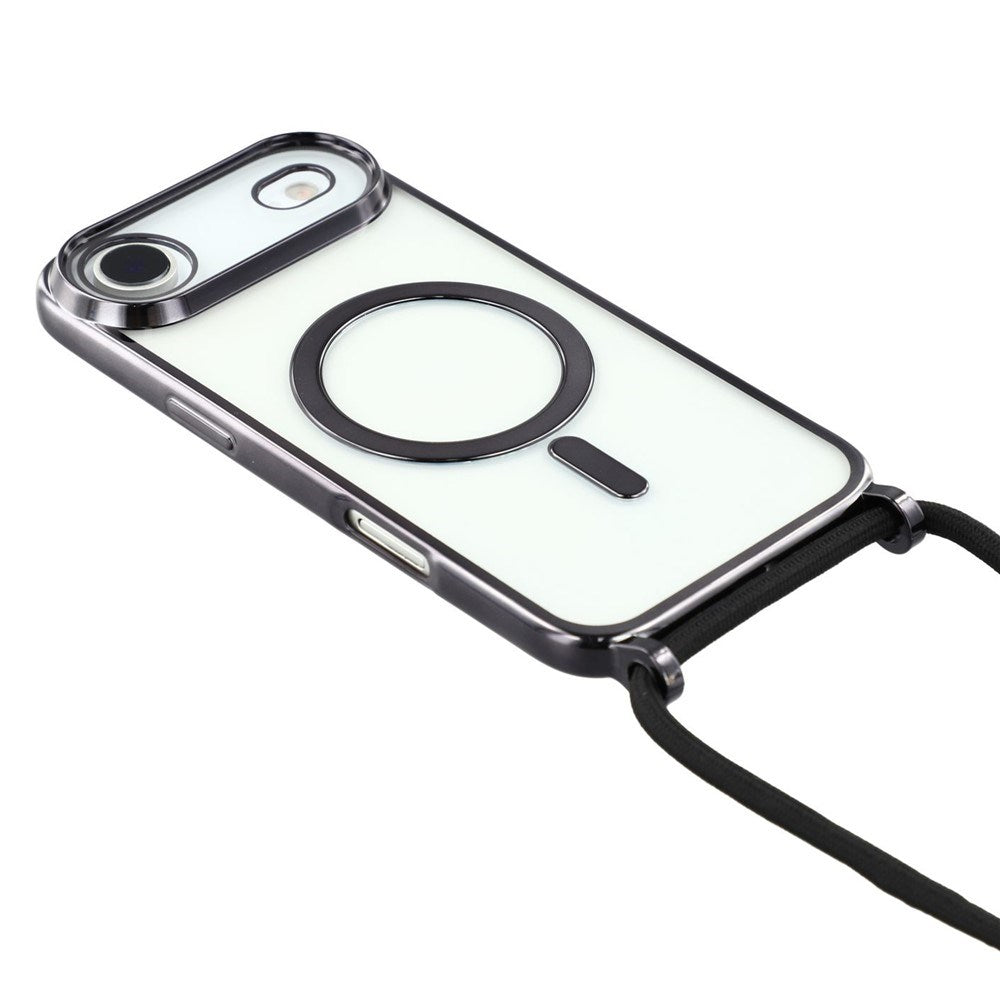 EIDERWOOD iPhone Air Fleksibelt Plastik Mobil Cover - inkl. Justerbar Strop - MagSafe Kompatibel - Gennemsigtig / Sort