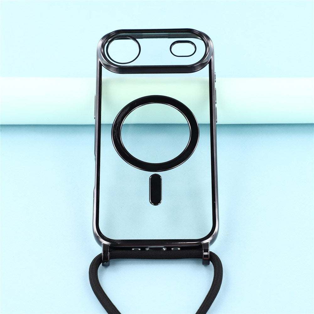 EIDERWOOD iPhone Air Fleksibelt Plastik Mobil Cover - inkl. Justerbar Strop - MagSafe Kompatibel - Gennemsigtig / Sort