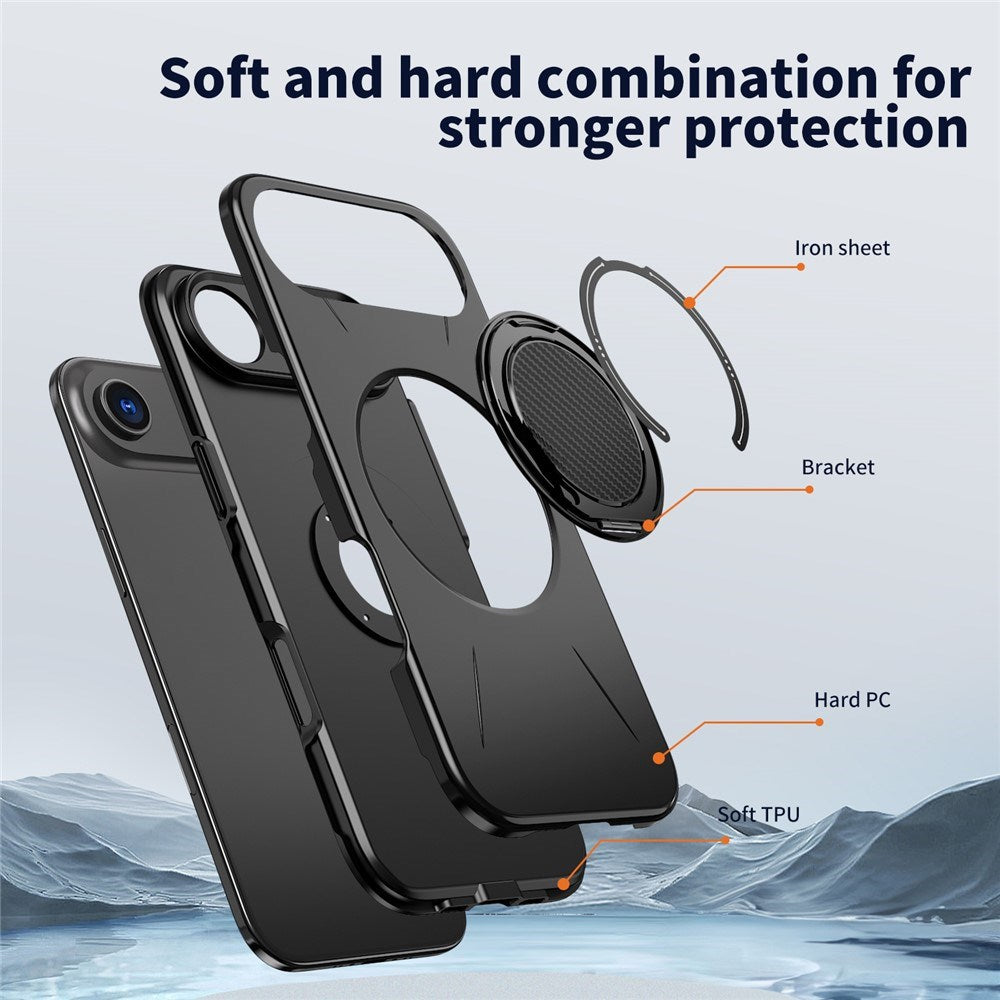 EIDERWOOD iPhone Air Mobil Cover - Roterende Kickstand - MagSafe Kompatibel - Sort