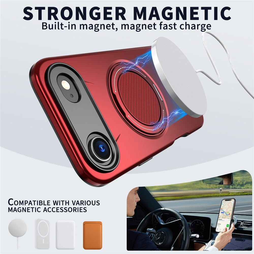 EIDERWOOD iPhone Air Mobil Cover - Roterende Kickstand - MagSafe Kompatibel - Rød