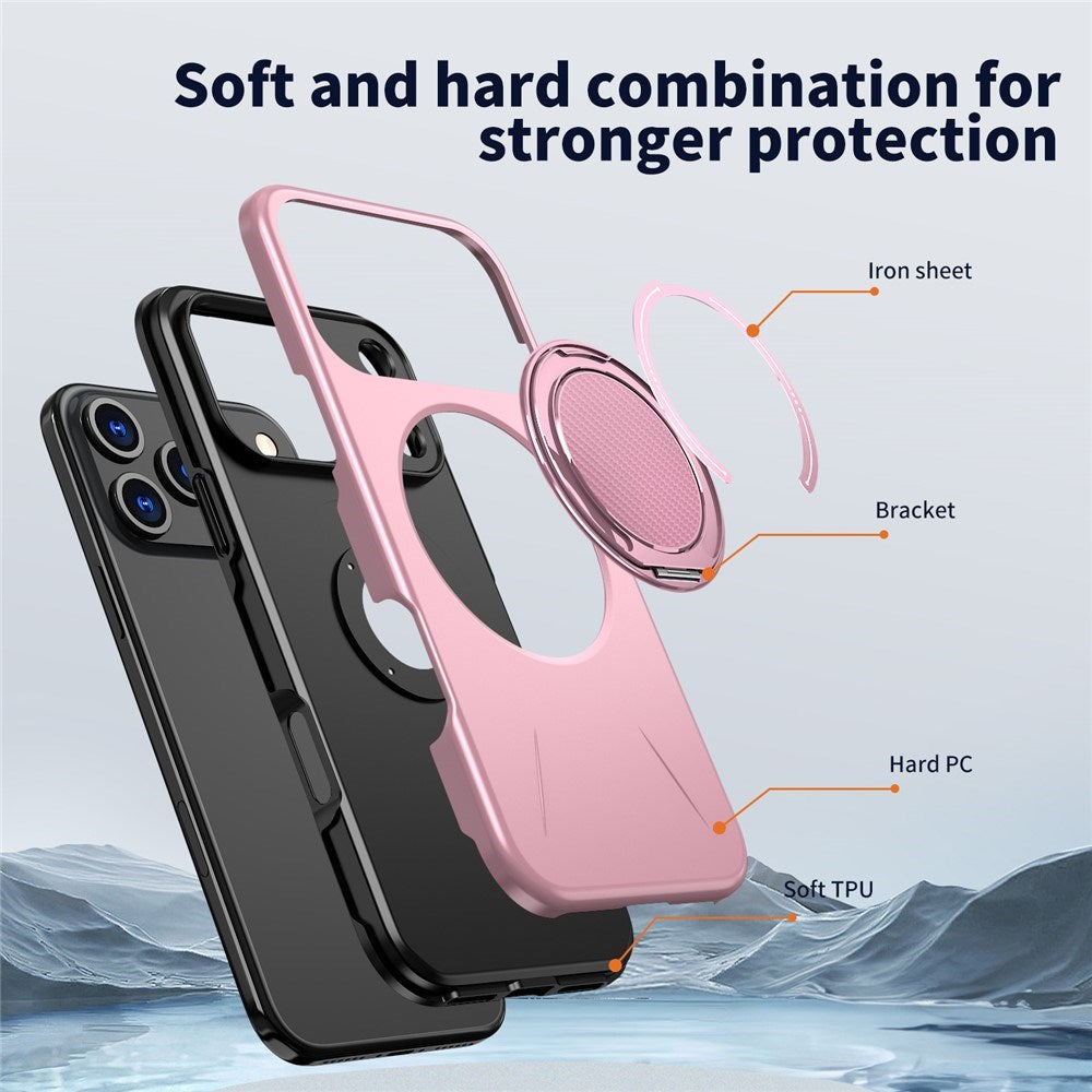 EIDERWOOD iPhone 17 Pro Mobil Cover - Roterende Kickstand - MagSafe Kompatibel - Lyserød
