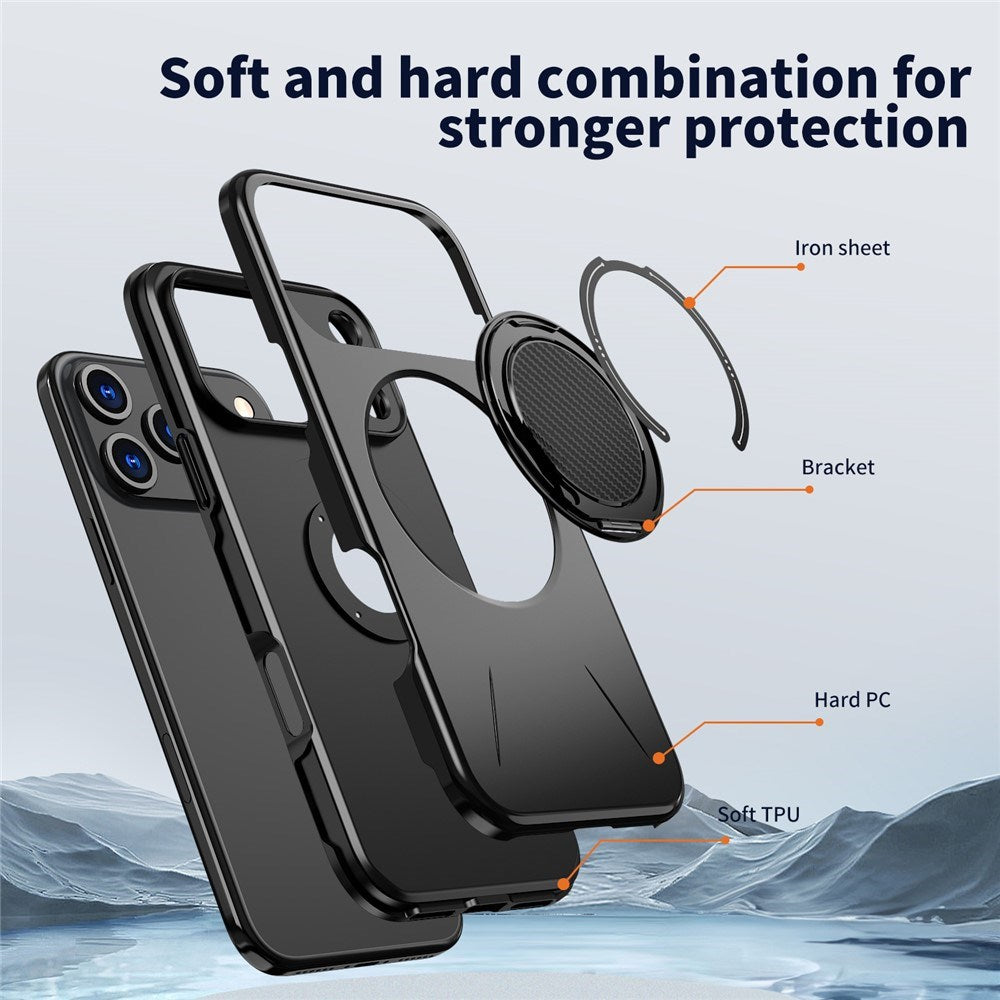 EIDERWOOD iPhone 17 Pro Mobil Cover - Roterende Kickstand - MagSafe Kompatibel - Sort