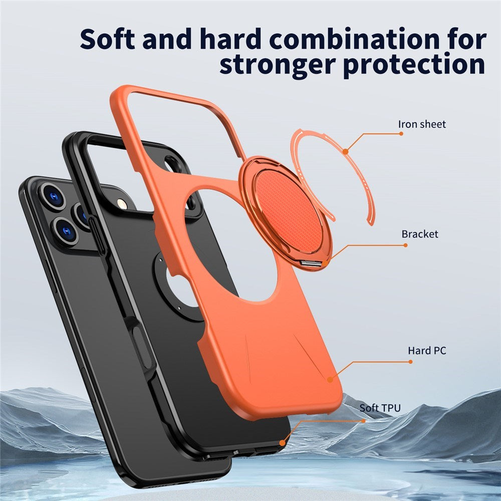EIDERWOOD iPhone 17 Pro Max Mobil Cover - Roterende Kickstand - MagSafe Kompatibel - Orange