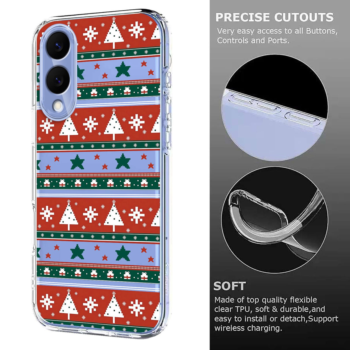 EIDERWOOD Samsung Galaxy S25 Edge Fleksibelt Plast Jule Mobil Cover - Gennemsigtig / Mønster