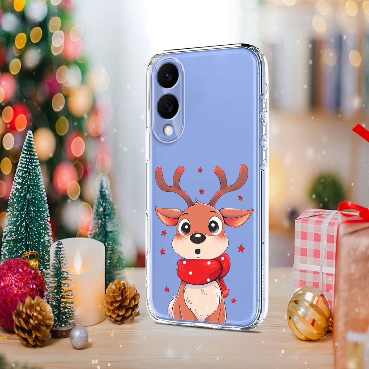 EIDERWOOD Samsung Galaxy S25 Edge Fleksibelt Plast Jule Mobil Cover - Gennemsigtig / Rensdyr