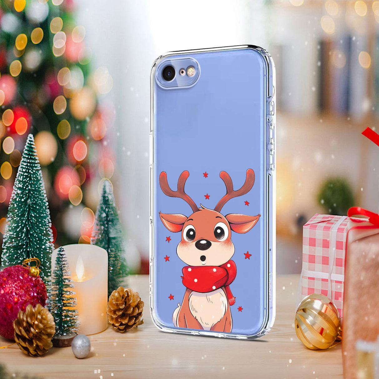 EIDERWOOD iPhone SE (2022 / 2020) / 8 / 7 Fleksibelt Plast Jule Mobil Cover - Gennemsigtig / Rensdyr