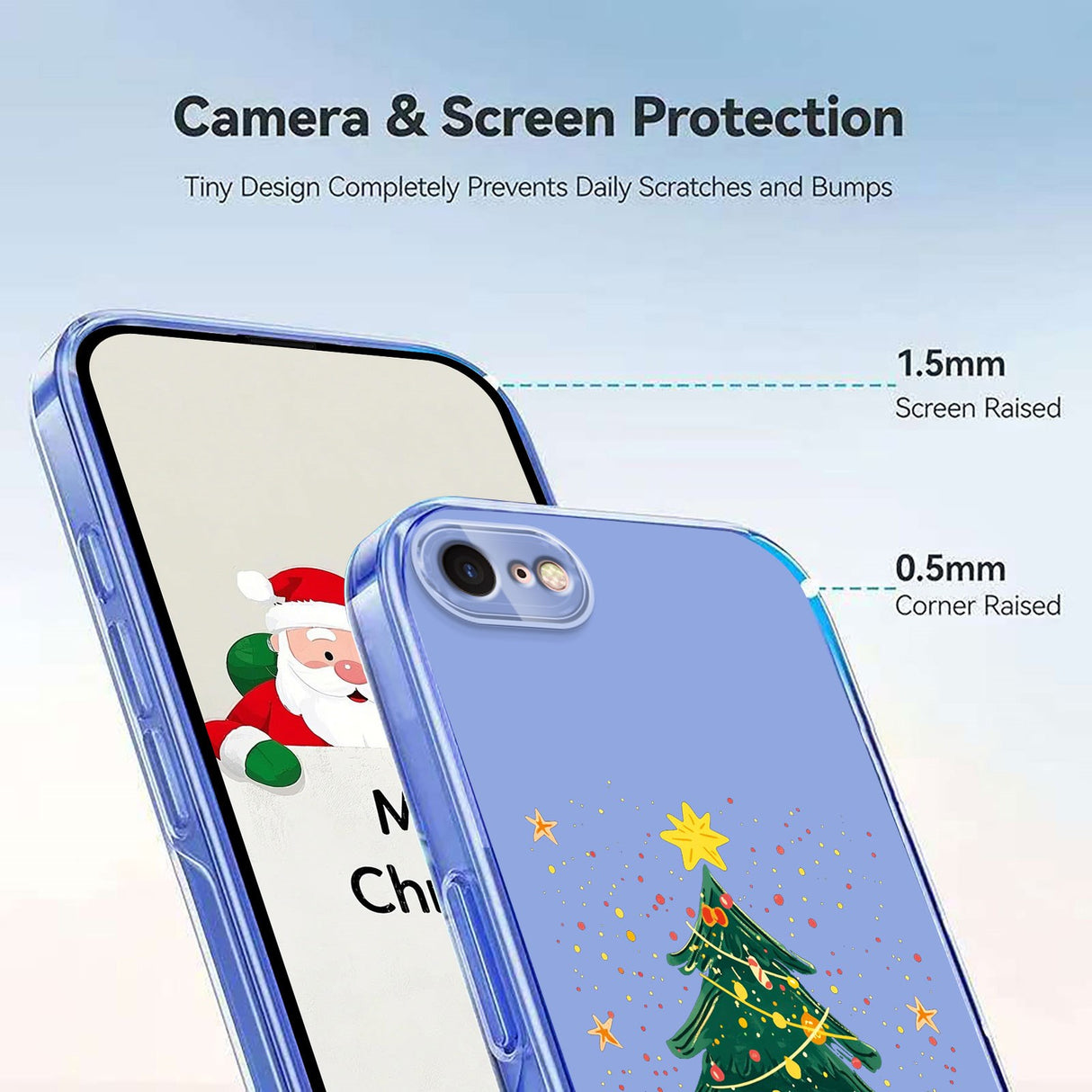 EIDERWOOD iPhone SE (2022 / 2020) / 8 / 7 Fleksibelt Plast Jule Mobil Cover - Gennemsigtig / Juletræ