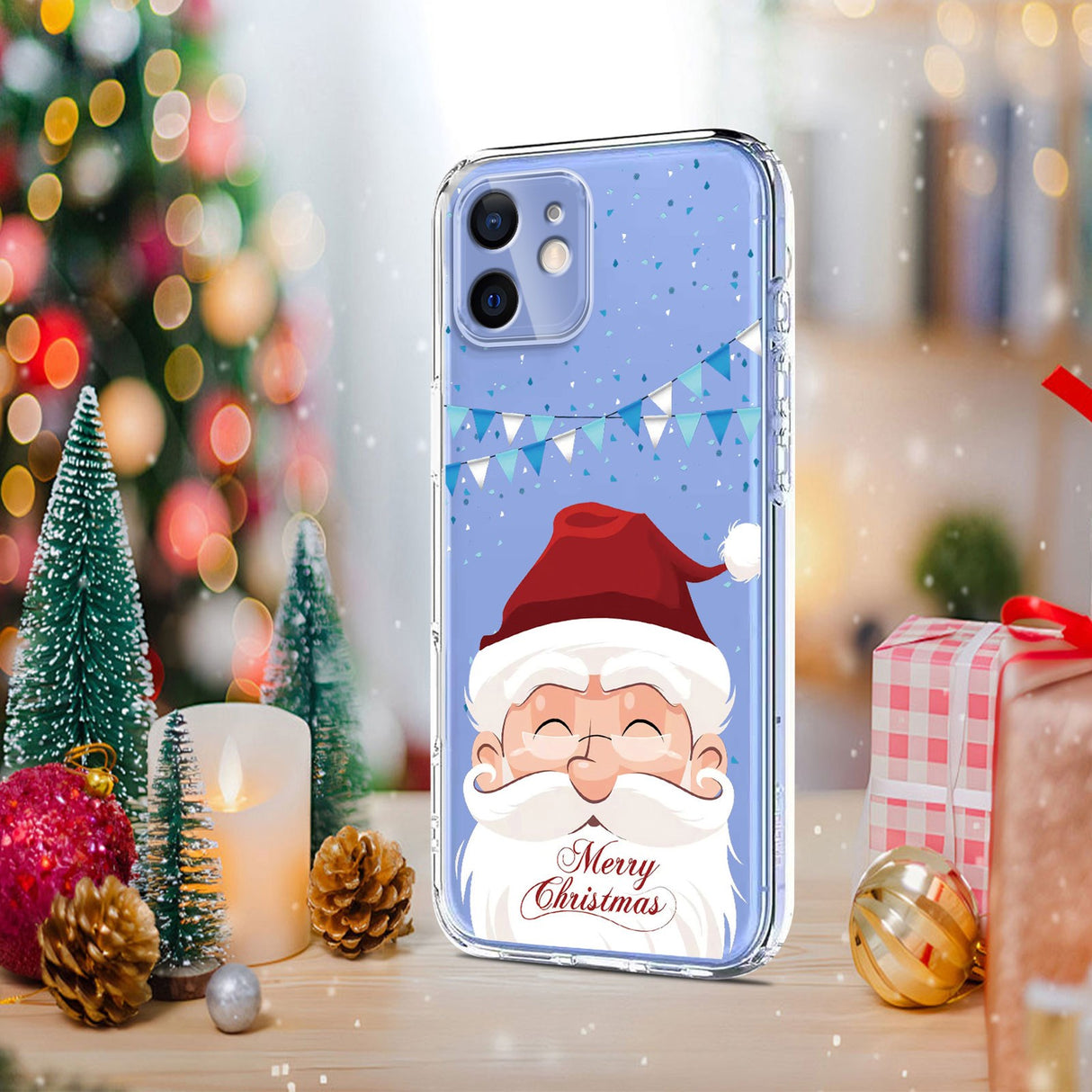 EIDERWOOD iPhone 12 / 12 Pro Fleksibelt Plast Jule Mobil Cover - Gennemsigtig / Julemanden
