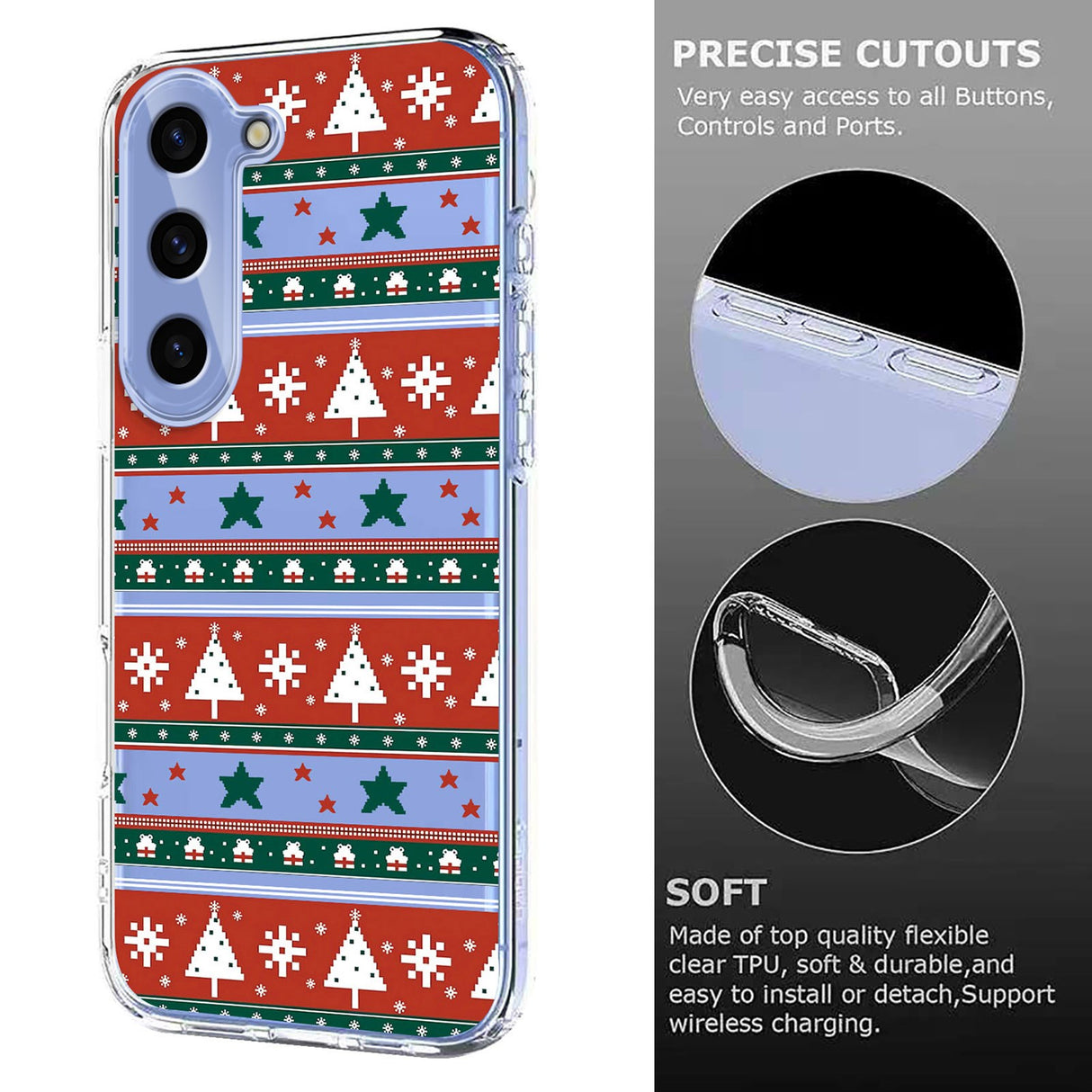 EIDERWOOD Samsung Galaxy S23 Fleksibelt Plast Jule Mobil Cover - Gennemsigtig / Mønster