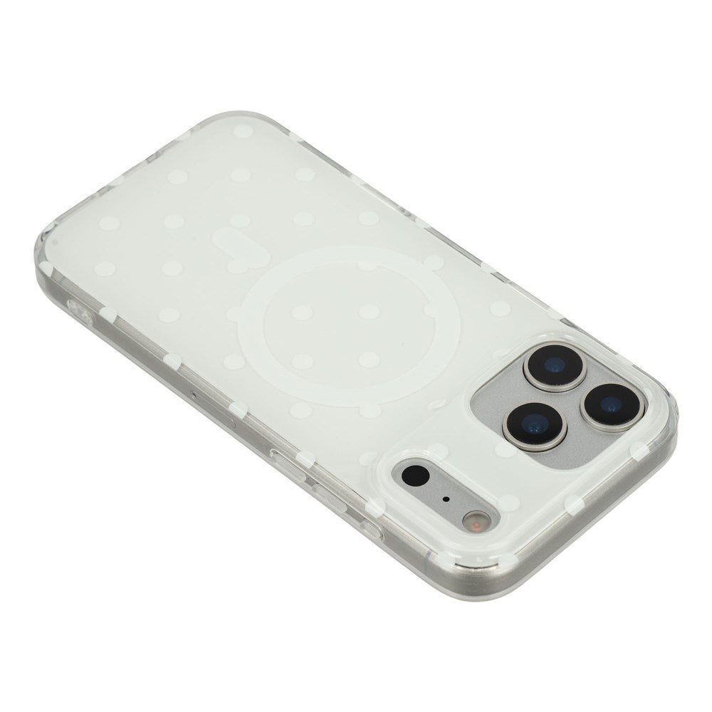 EIDERWOOD iPhone 17 Pro Hybrid Mobil Cover m. Polka Design - MagSafe Kompatibel - Gennemsigtig / Hvid