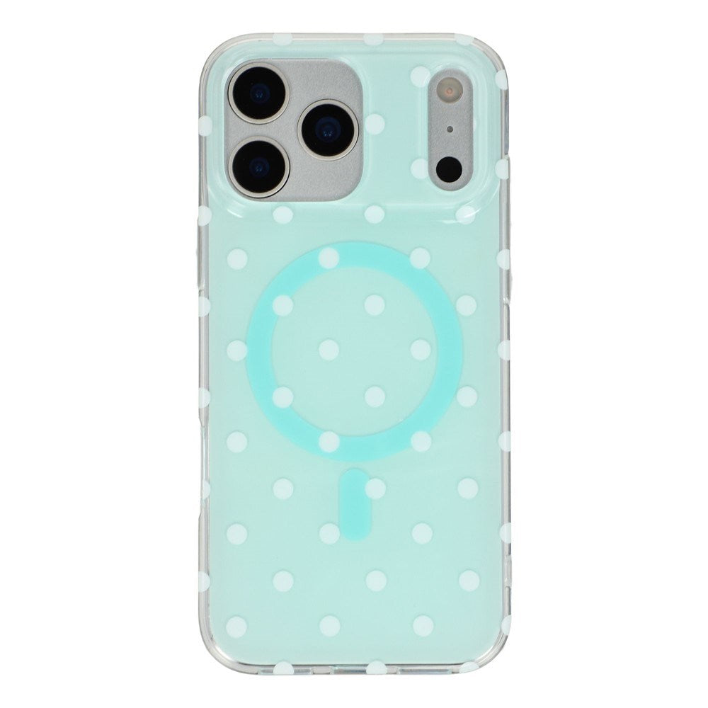 EIDERWOOD iPhone 17 Pro Hybrid Mobil Cover m. Polka Design - MagSafe Kompatibel - Gennemsigtig / Turkis