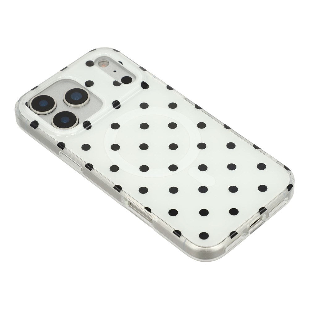 EIDERWOOD iPhone 17 Pro Hybrid Mobil Cover m. Polka Design - MagSafe Kompatibel - Gennemsigtig / Sort