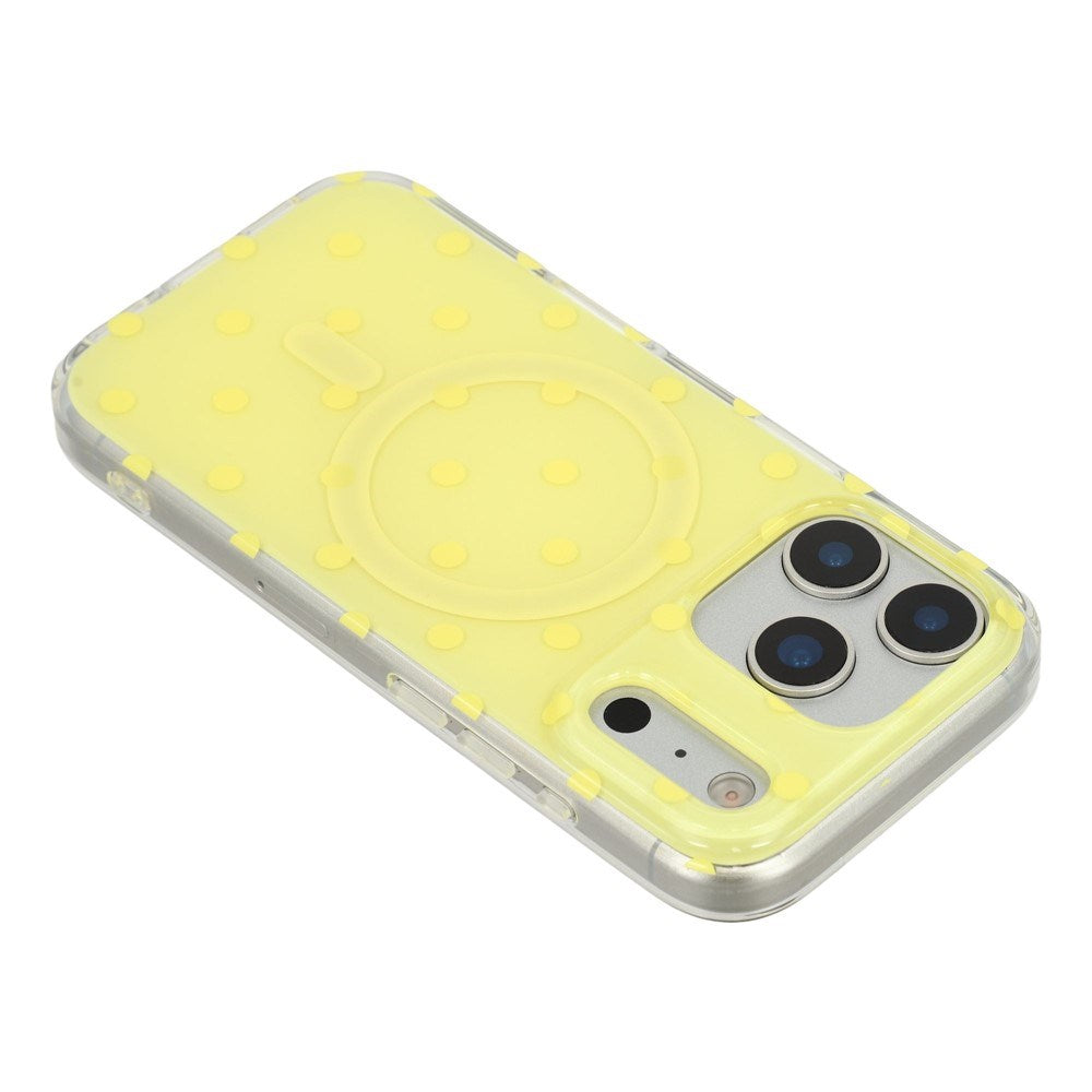 EIDERWOOD iPhone 17 Pro Max Hybrid Mobil Cover m. Polka Design - MagSafe Kompatibel - Gennemsigtig / Gul