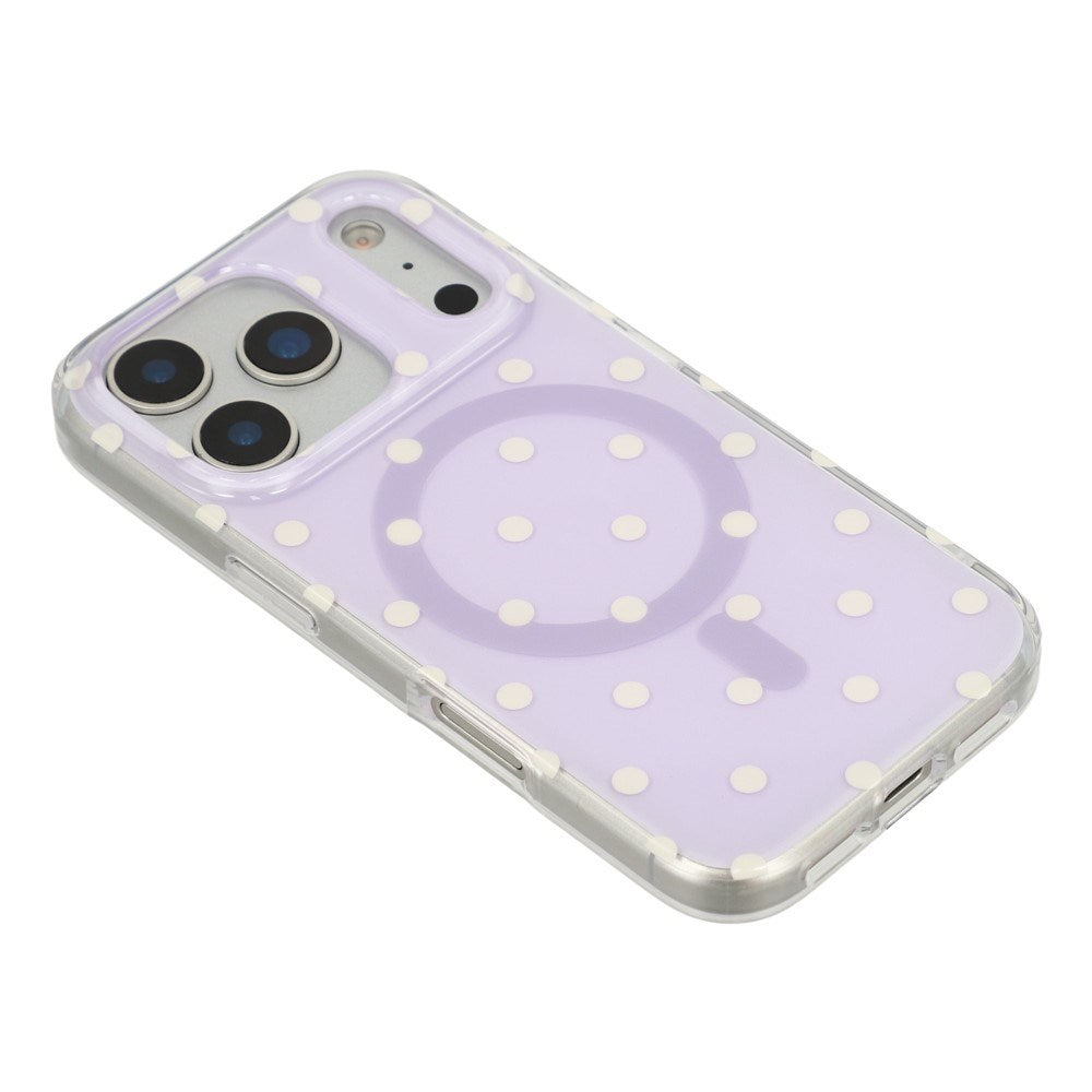 EIDERWOOD iPhone 17 Pro Max Hybrid Mobil Cover m. Polka Design - MagSafe Kompatibel - Gennemsigtig / Lilla