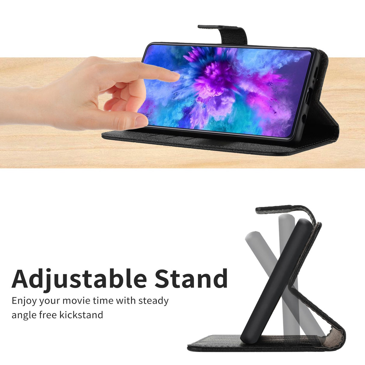 EIDERWOOD OnePlus 15 Kunstlæder Mobil Flipcover m. Aftryk - Sort