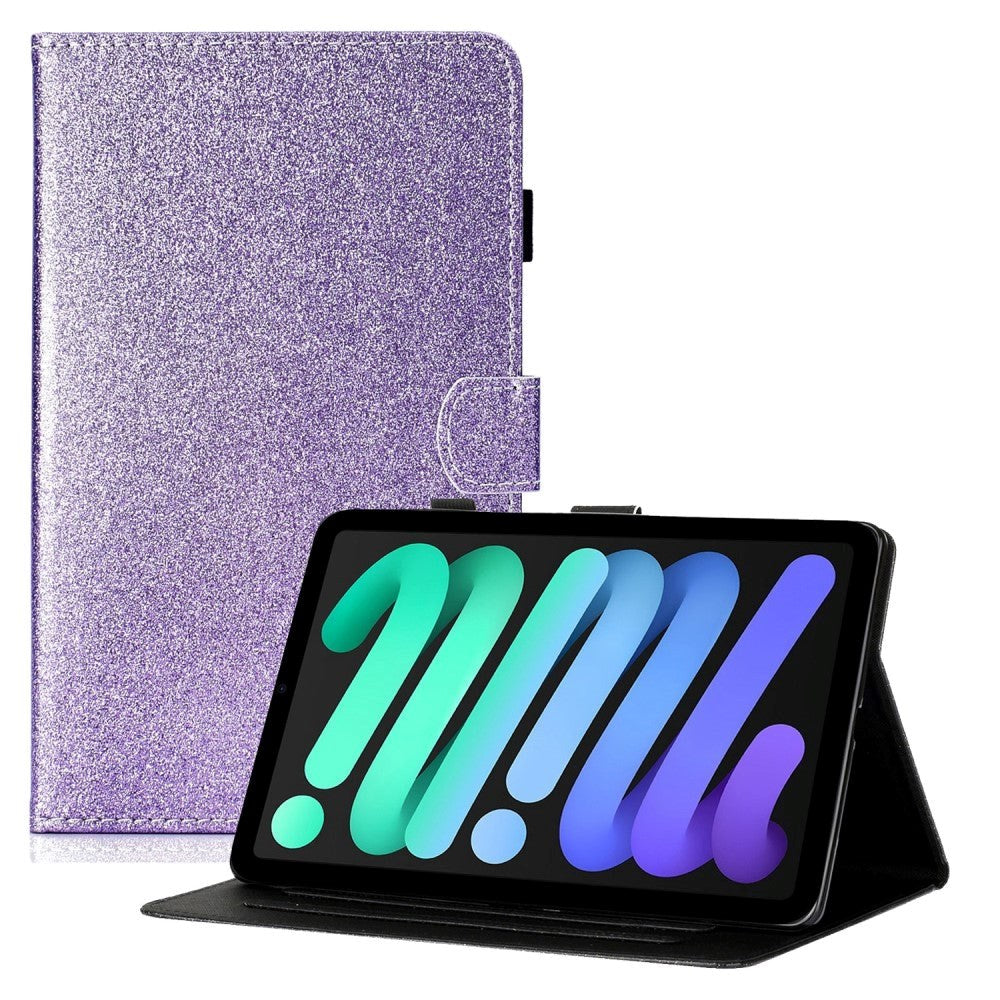 iPad 11" (2025) / iPad 10.9" (2024/2022) Glitter Tablet Cover m. Flipstander & Kortholder - Lilla