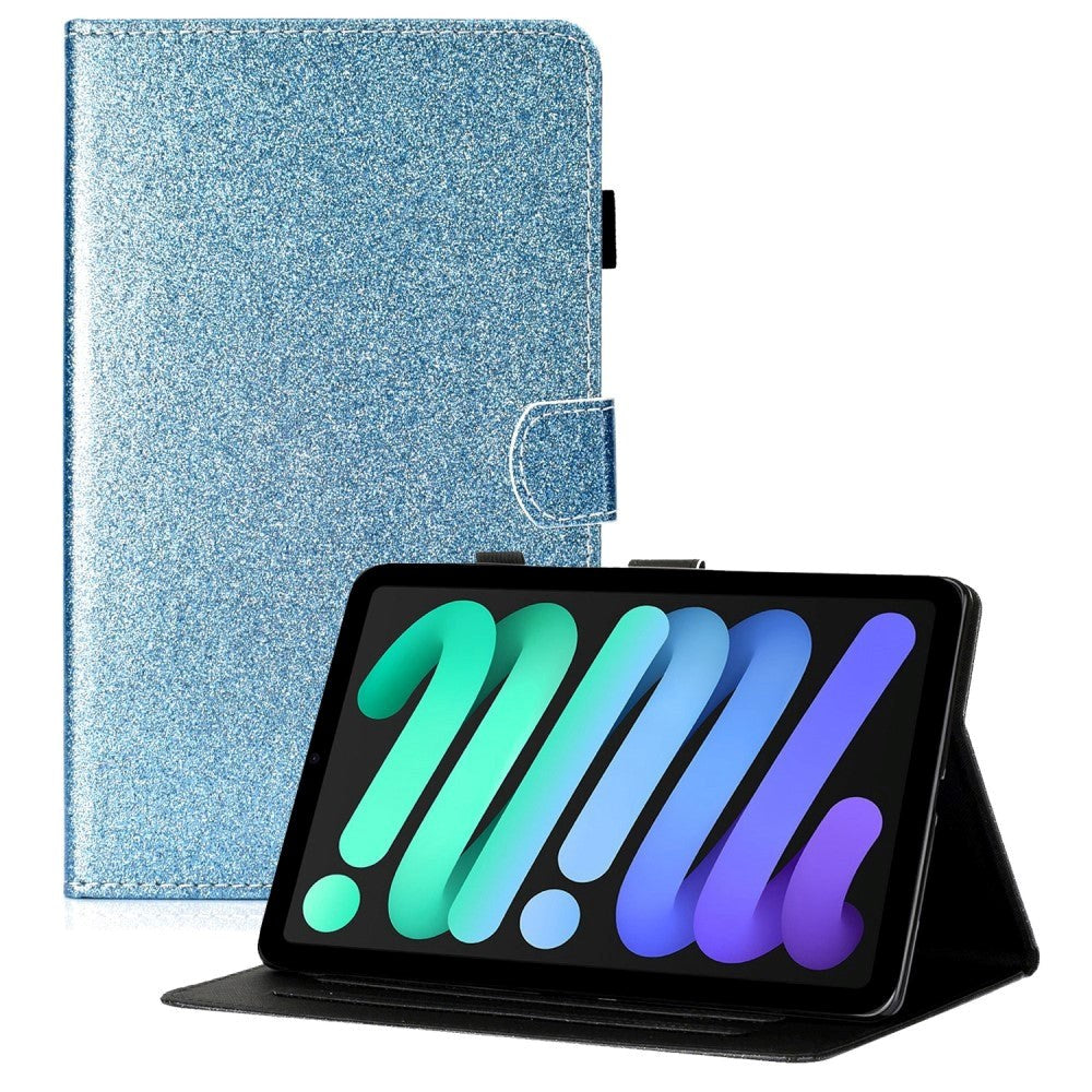 iPad 11" (2025) / iPad 10.9" (2024/2022) Glitter Tablet Cover m. Flipstander & Kortholder - Blå