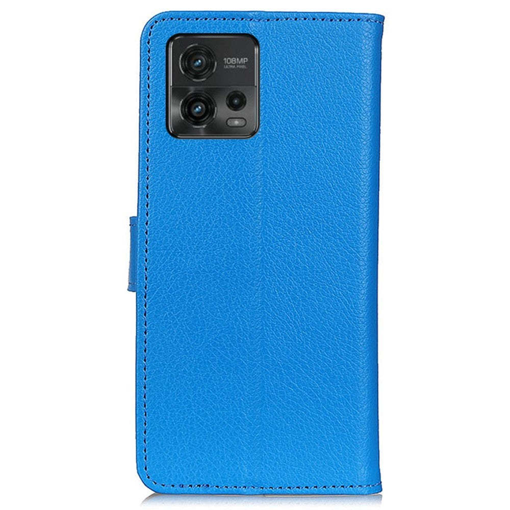 Motorola Moto G72 Litchi Læder Mobil Cover m. Pung - Blå