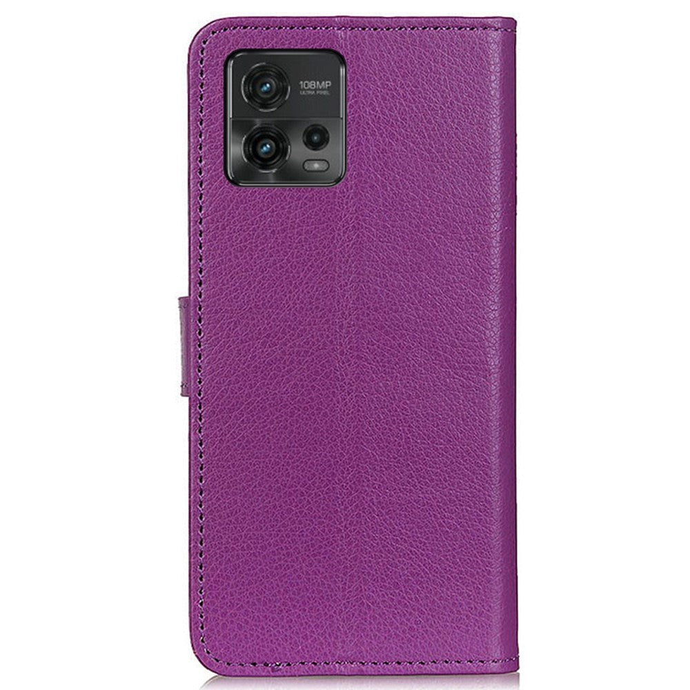 Motorola Moto G72 Litchi Læder Mobil Cover m. Pung - Lilla