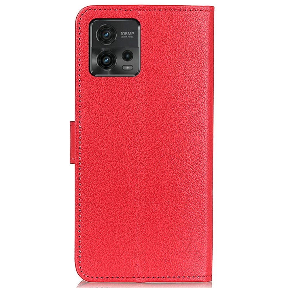 Motorola Moto G72 Litchi Læder Mobil Cover m. Pung - Rød