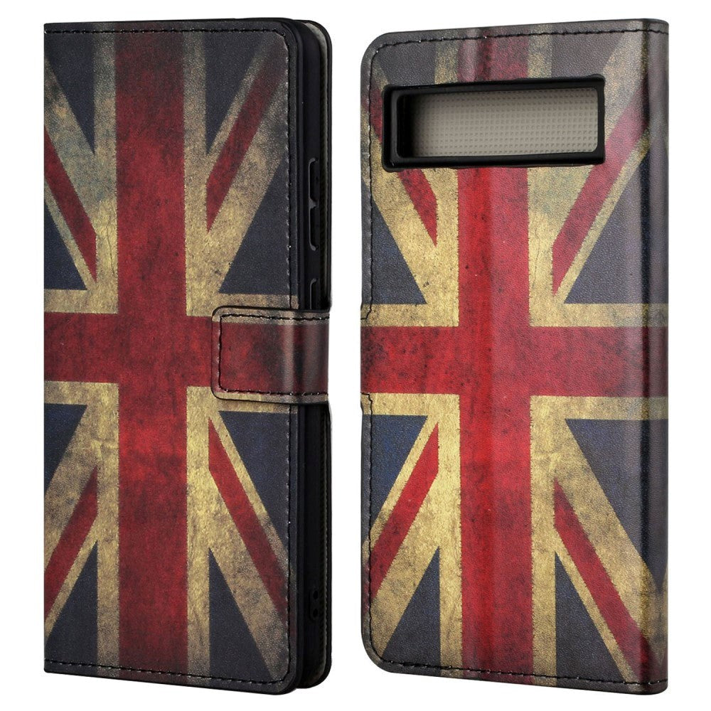 Google Pixel 7A Læder Mobil Cover m. Pung & Ståfunktion - Union Jack