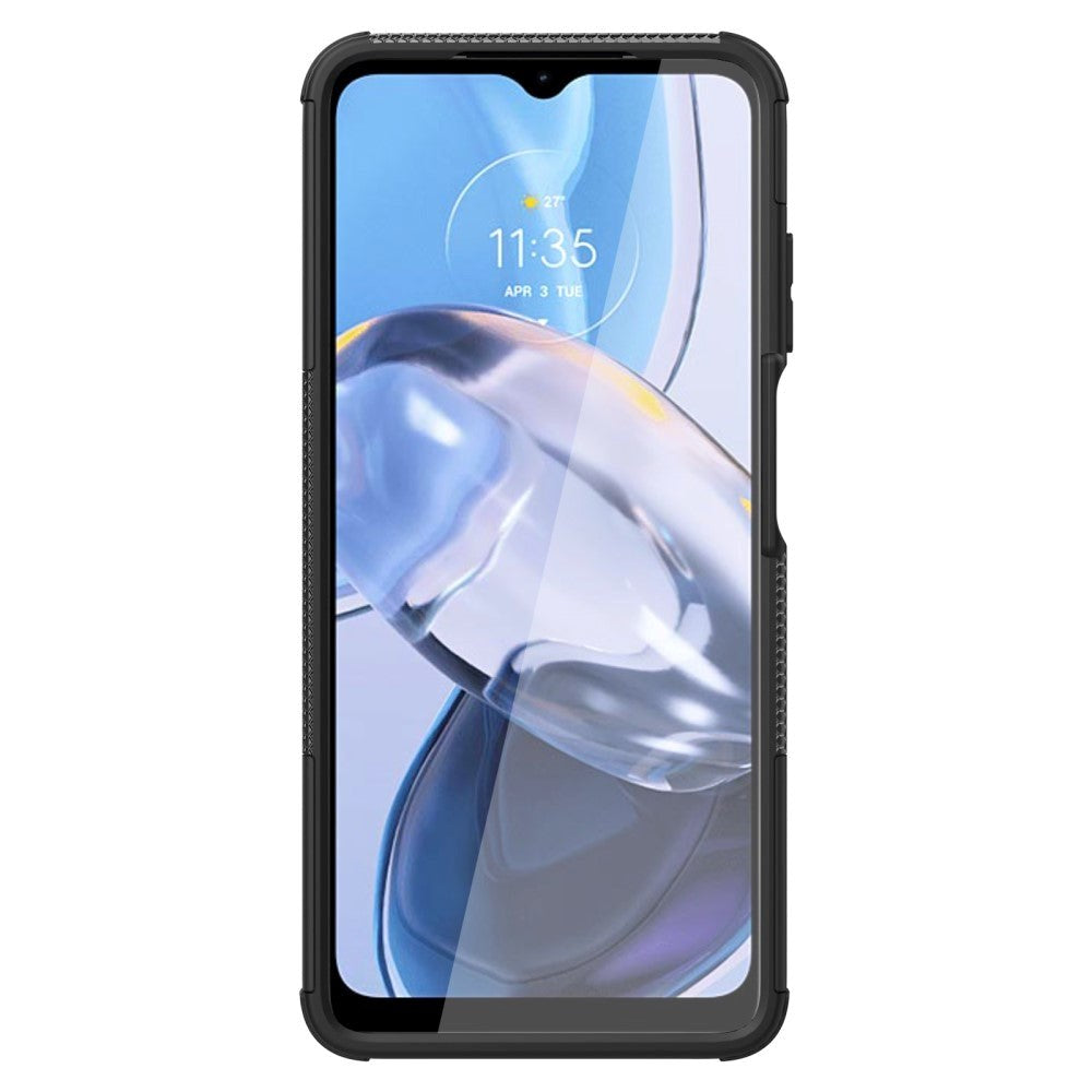 Motorola Moto E22 Cool Tyre Håndværker Mobil Cover m. Stander - Sort