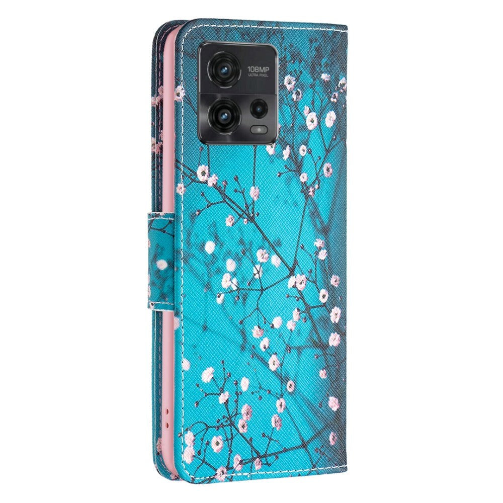 Motorola Moto G72 Læder Mobil Cover m. Pung - Blomstring