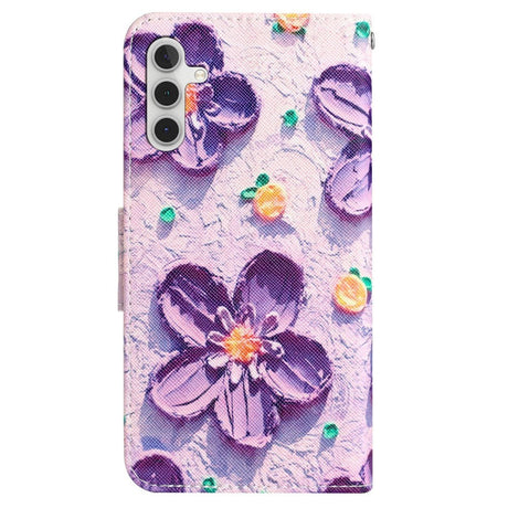 Samsung Galaxy A54 (5G) Læder Mobil Cover m. Pung - Lilla Blomst