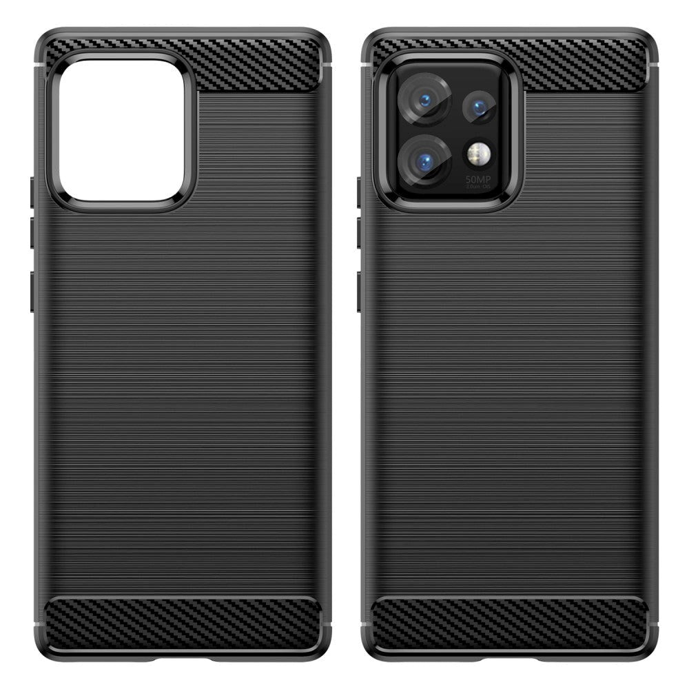 Motorola Edge 40 Pro Brushed Carbon Fiber Mobil Cover - Sort