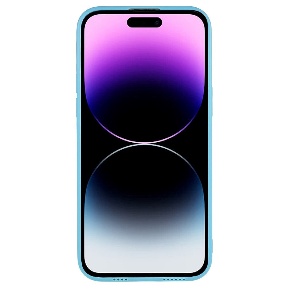 iPhone 14 Pro Læderbetrukket 3D Plastik Mobil Cover m. Kameralinse Beskyttelse - Blå