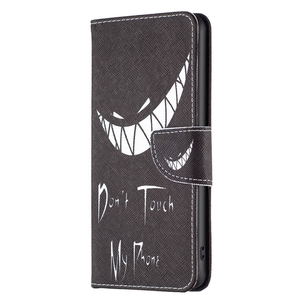 Motorola Moto G13 / G23 / G53 Læder Mobil Cover m. Pung & Print - "Don't Touch My Phone"