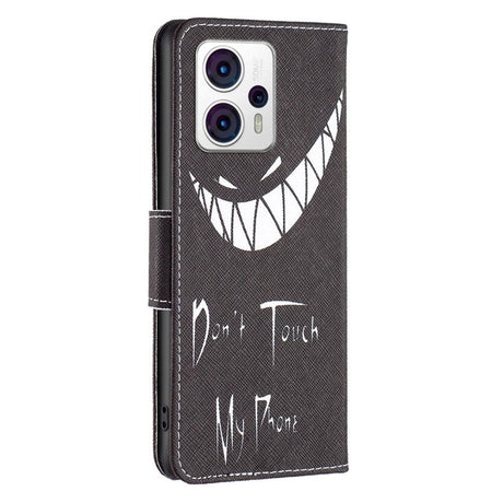 Motorola Moto G13 / G23 / G53 Læder Mobil Cover m. Pung & Print - "Don't Touch My Phone"