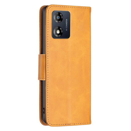 Motorola Moto E13 Læder Mobil Cover m. Pung og Strop - Lysebrun