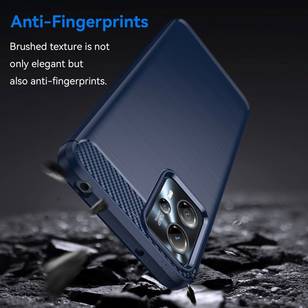 Motorola Moto G13 / G23 Brushed Carbon Fiber Mobil Cover - Blå