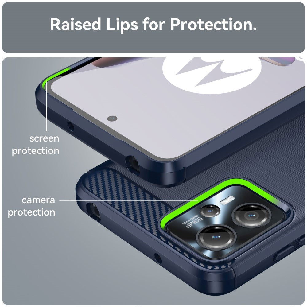 Motorola Moto G13 / G23 Brushed Carbon Fiber Mobil Cover - Blå