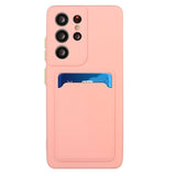 Samsung Galaxy S23 Ultra Fleksibel Plastik Mobil Cover m. Kortholder - Pink